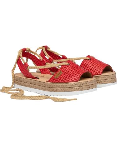 Sandalias de Mujer EVA MAÑAS NAUTICO PIEL SERRAJE 497 ROJO