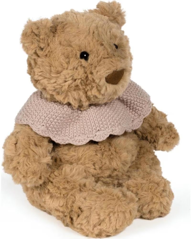 PASITO A PASITO URSO DE PELÚCIA CLÁSSICO COM GOLA DE RENDA ROSA