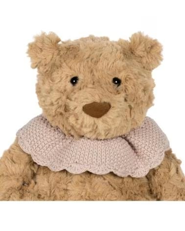 PASITO A PASITO URSO DE PELÚCIA CLÁSSICO COM GOLA DE RENDA ROSA