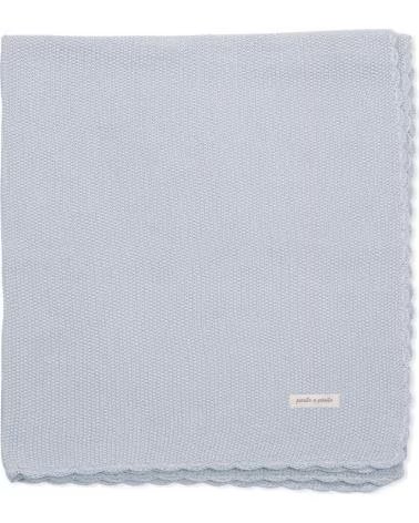 PASITO A PASITO GESTRICKTE BABYDECKE MIT GEWELLTEM RAND PASITO A PASITO AZUL