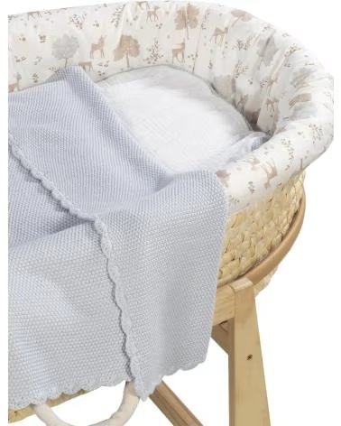 PASITO A PASITO GESTRICKTE BABYDECKE MIT GEWELLTEM RAND PASITO A PASITO AZUL