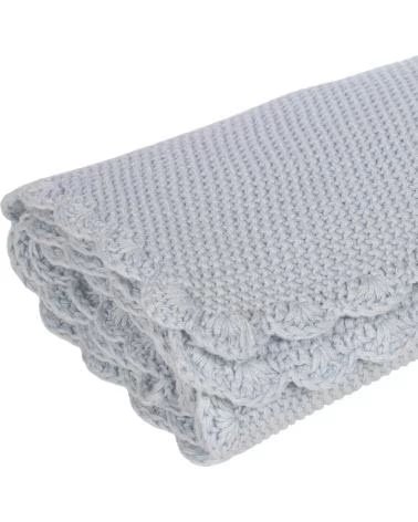 PASITO A PASITO GESTRICKTE BABYDECKE MIT GEWELLTEM RAND PASITO A PASITO AZUL