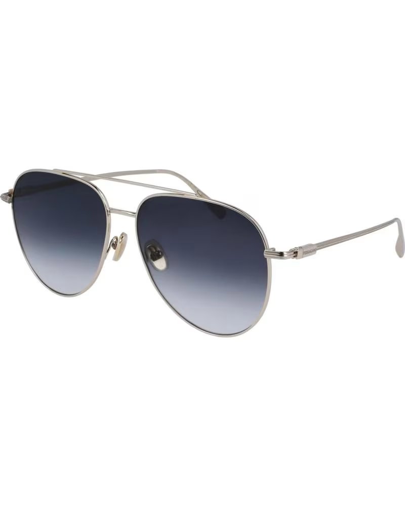 SALVATORE FERRAGAMO GAFAS DE SOL HOMBRE ESTILO PILOTO DE METAL SF308S PLATA