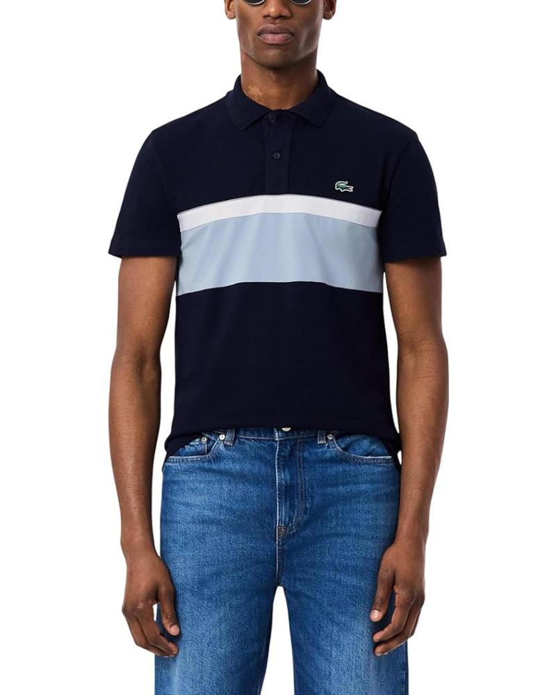 LACOSTE POLO DE MANGA CORTA CON FRANJAS EN CONTRASTE DH2706 AZUL MARINO