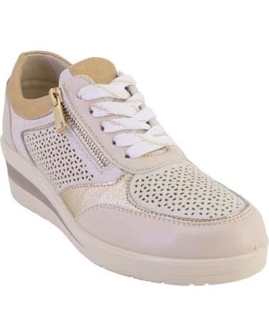 AMARPIES ZAPATILLAS CASUAL 30018 CON CREMALLERA Y DETALLE CALADO BEIGE