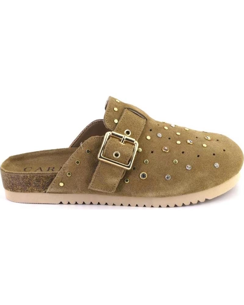 CARMELA 163280 ZUECOS O MULES DE MUJER ANTE SERRAJE CAMEL