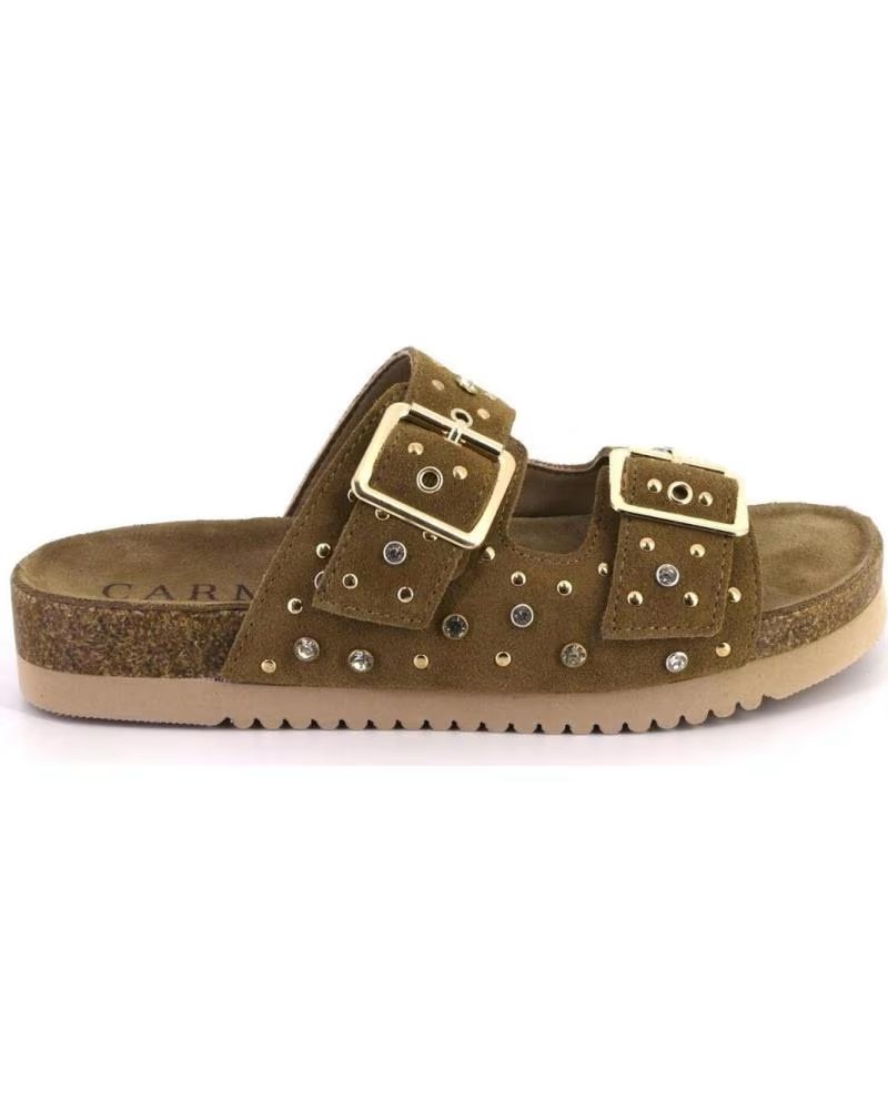 CARMELA 163282 ZUECOS O MULES DE MUJER ANTE SERRAJE CAMEL