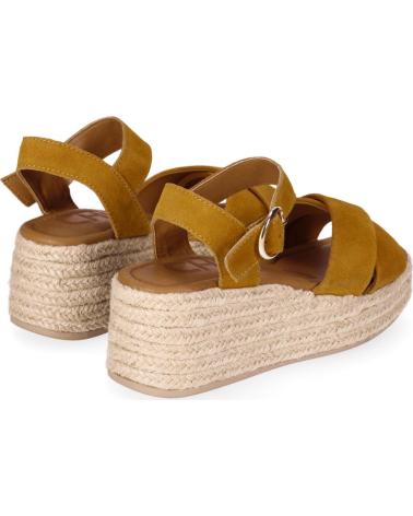 CHIKA10 SANDALIA CUÑA PLATAFORMA ESTILO ALPARGATA CON TIRAS CRUZADAS CUERO-TAN