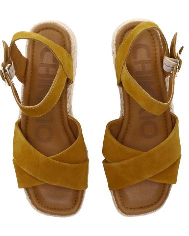 CHIKA10 SANDALIA CUÑA PLATAFORMA ESTILO ALPARGATA CON TIRAS CRUZADAS CUERO-TAN