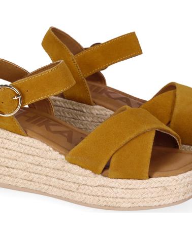 CHIKA10 SANDALIA CUÑA PLATAFORMA ESTILO ALPARGATA CON TIRAS CRUZADAS CUERO-TAN