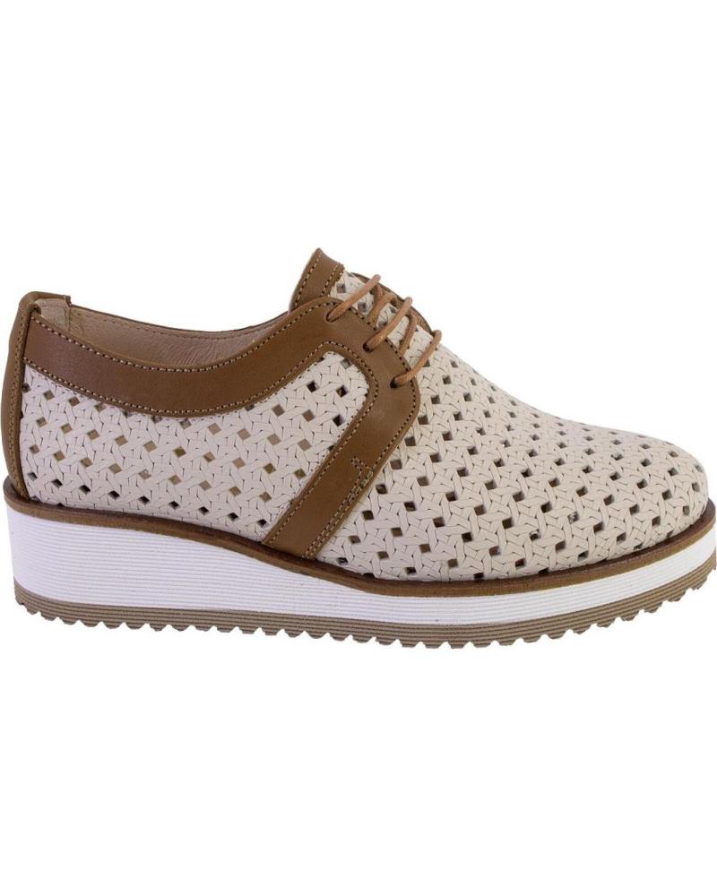 NIVAL JEREZ03 ZAPATOS CON CORDONES DE MUJER PIEL CREMA