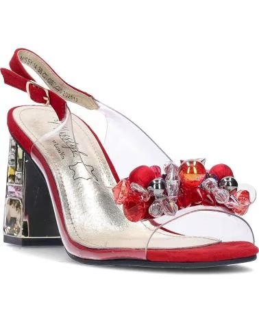 LAURA VITA SANDÁLIA MISSY 14 COM SALTO ARTÍSTICO E DETALHE FLORAL ROJO