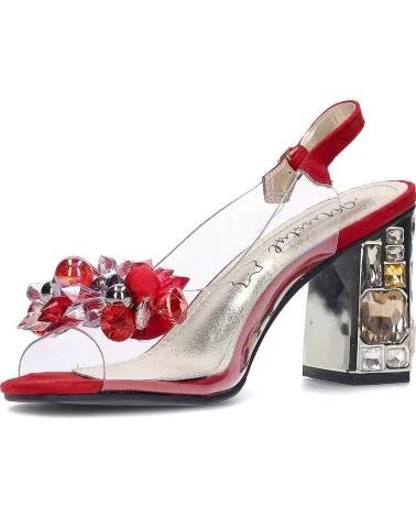 LAURA VITA SANDÁLIA MISSY 14 COM SALTO ARTÍSTICO E DETALHE FLORAL ROJO