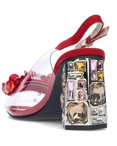 LAURA VITA SANDÁLIA MISSY 14 COM SALTO ARTÍSTICO E DETALHE FLORAL ROJO