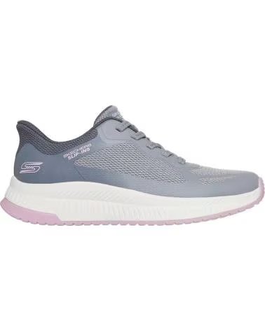 SKECHERS 117624 ZAPATILLAS CASUAL DE MUJER SLIP GRIS Y ROSA