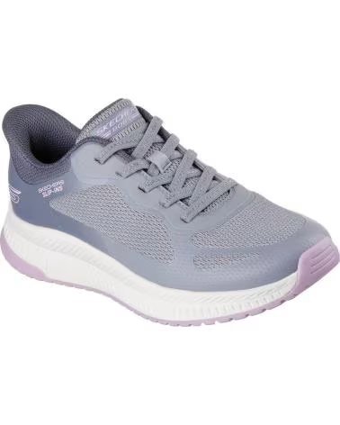 SKECHERS 117624 ZAPATILLAS CASUAL DE MUJER SLIP GRIS Y ROSA
