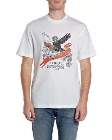 REPLAY KURZARM-T-SHIRT MIT ADLER-PRINT M3430 BLANCO