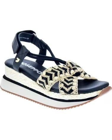 SANDALIAS GIOSEPPO UGUNJA CON PLATAFORMA Y DETALLE BORDADO NEGRO