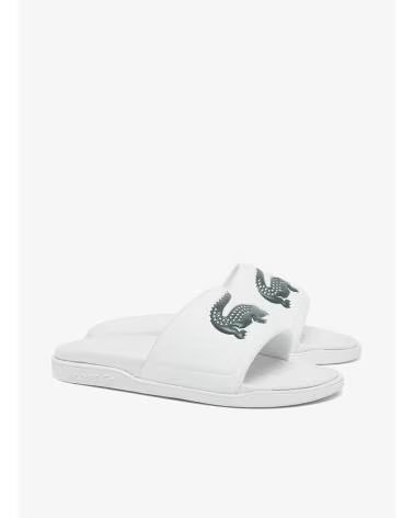 Tongs pour Homme LACOSTE CLAQUETTES SERVE SLIDE 1172809 BLANCHES AVEC LOGO BLANCO