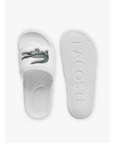 Tongs pour Homme LACOSTE CLAQUETTES SERVE SLIDE 1172809 BLANCHES AVEC LOGO BLANCO
