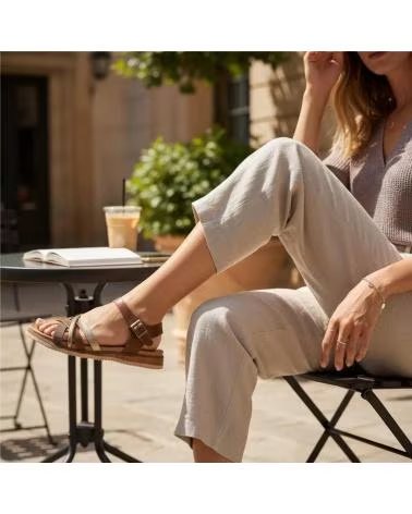 TIMBOS SANDALIA PLANA COMODA DE MUJER CUERO 132629 MARRóN