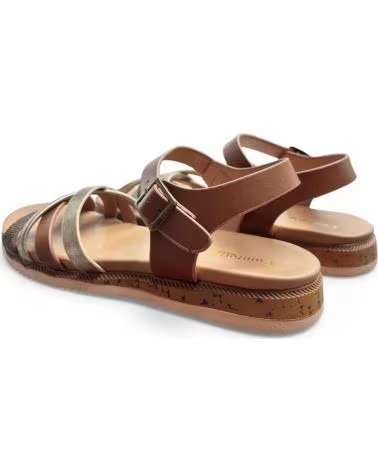 TIMBOS SANDALIA PLANA COMODA DE MUJER CUERO 132629 MARRóN