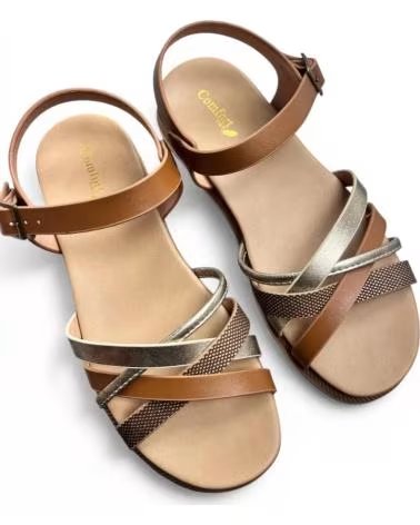 TIMBOS SANDALIA PLANA COMODA DE MUJER CUERO 132629 MARRóN