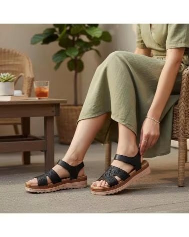 TIMBOS SANDALIA PLATAFORMA COMODA MUJER 132624 NEGRO