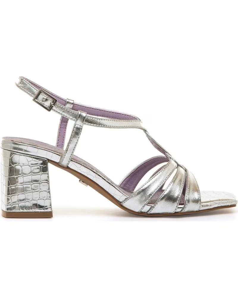 Home-MARIA-MARE-BLOCK HEEL SANDALS WITH INTERTWINED STRAPS REFERENCE 68712-METáLICO