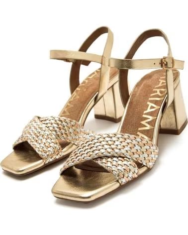 Home-MARIA-MARE-HEELED SANDALS WITH BRAIDED STRAPS AND BUCKLE CLOSURE-GOLD