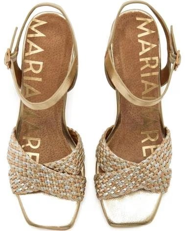 Home-MARIA-MARE-HEELED SANDALS WITH BRAIDED STRAPS AND BUCKLE CLOSURE-GOLD