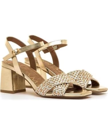 Home-MARIA-MARE-HEELED SANDALS WITH BRAIDED STRAPS AND BUCKLE CLOSURE-GOLD