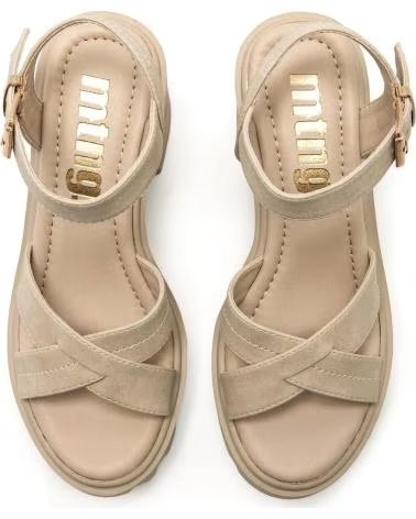 MTNG 55759 PLATFORM SANDALS WITH CROSSED STRAPS BEIGE