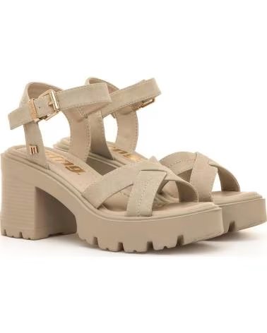 MTNG 55759 PLATFORM SANDALS WITH CROSSED STRAPS BEIGE