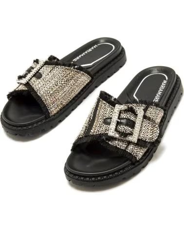 MARIA MARE FLACHE SANDALEN MIT DEKORATIVER SCHNALLE UND KOMBINIERTER TEXTUR NEGRO