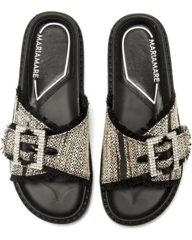 MARIA MARE FLACHE SANDALEN MIT DEKORATIVER SCHNALLE UND KOMBINIERTER TEXTUR NEGRO