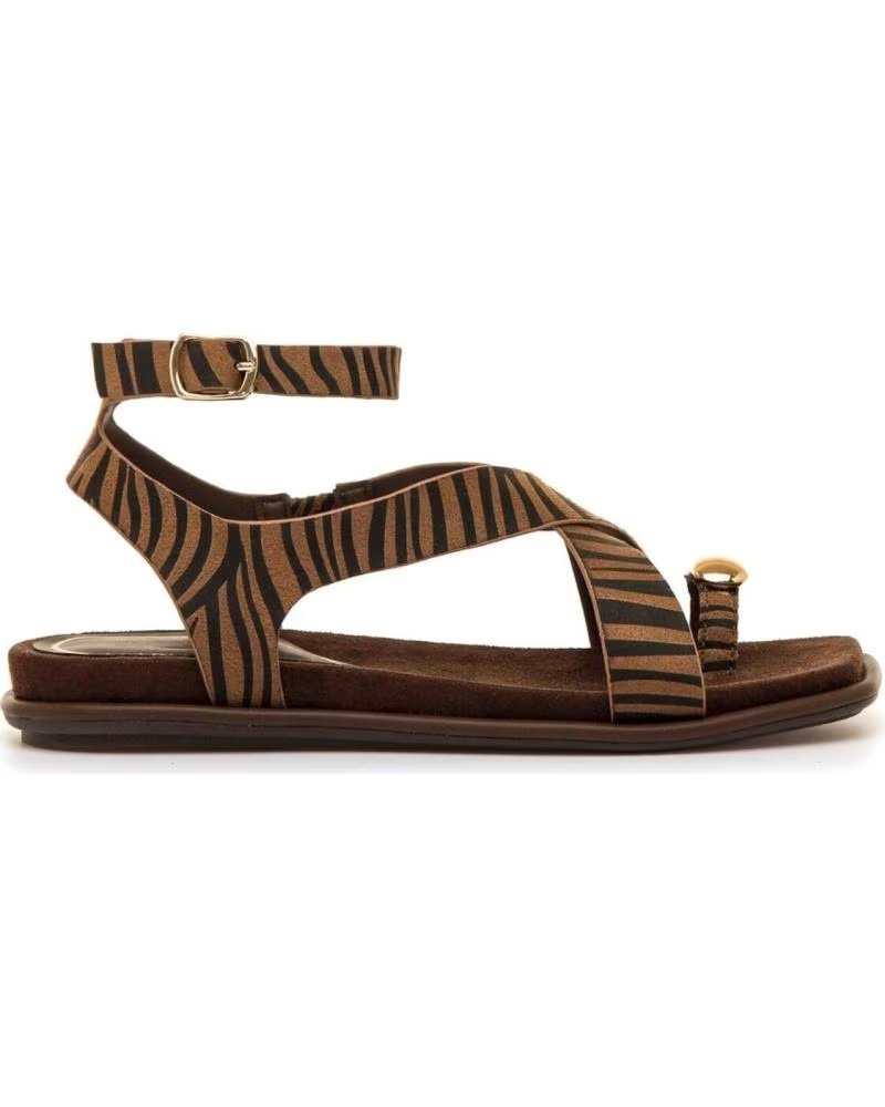 MARIA MARE FLACHE SANDALEN MIT GEKREUZTEN RIEMEN UND SCHNALLENVERSCHLUSS MARRóN