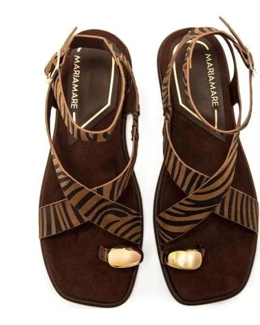 MARIA MARE FLACHE SANDALEN MIT GEKREUZTEN RIEMEN UND SCHNALLENVERSCHLUSS MARRóN