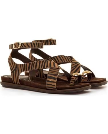 MARIA MARE FLACHE SANDALEN MIT GEKREUZTEN RIEMEN UND SCHNALLENVERSCHLUSS MARRóN