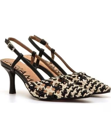 MARIA MARE ESCARPINS SLINGBACK À MOTIF PIED-DE-POULE ET TALON MOYEN NEGRO