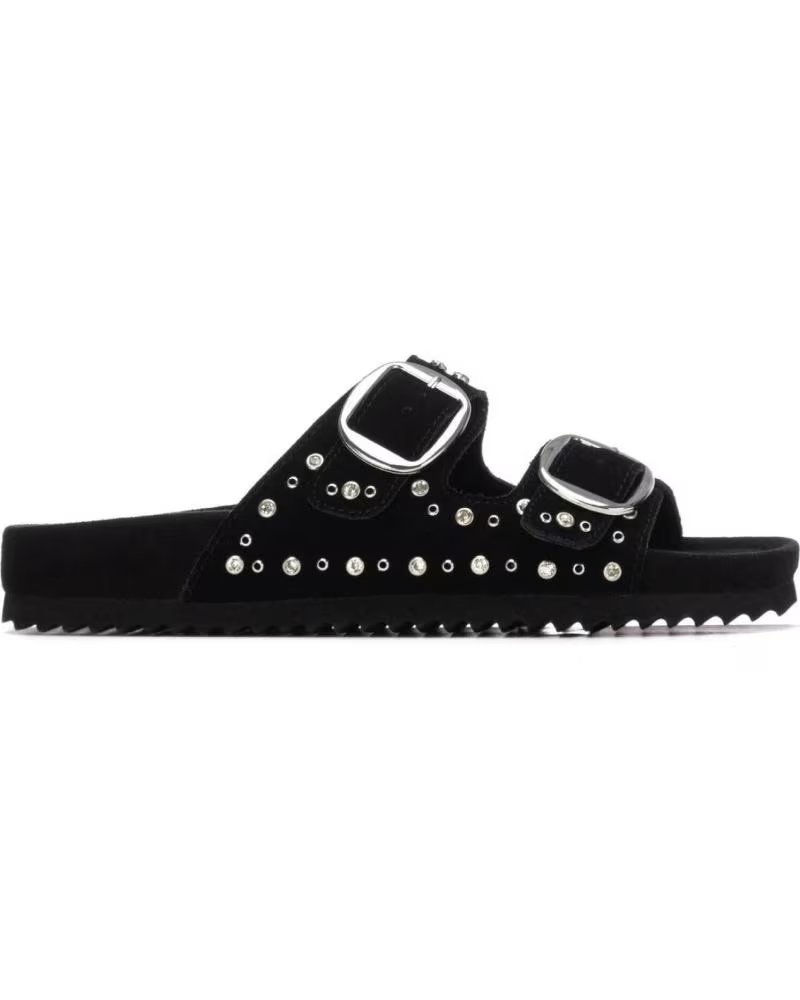 Início-XTI-SANDÁLIAS RASAS XTI 145066 COM FIVELAS E TACHAS-NEGRO