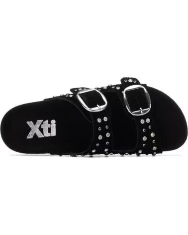 Início-XTI-SANDÁLIAS RASAS XTI 145066 COM FIVELAS E TACHAS-NEGRO