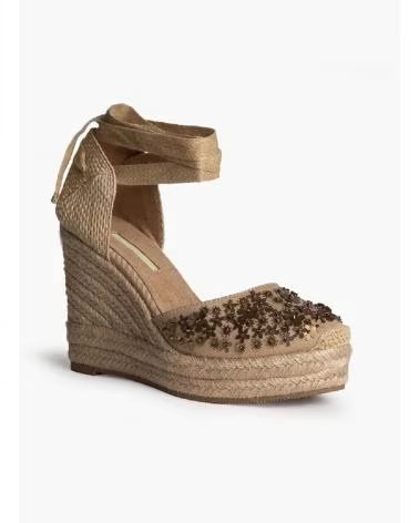 KESLEM WEDGE ESPADRILLE SANDAL WITH SEQUINS M6192 CAMEL