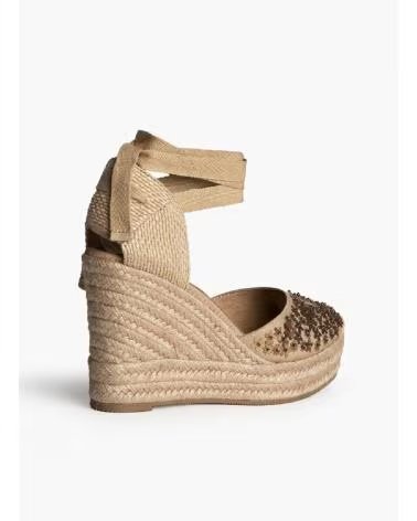 KESLEM WEDGE ESPADRILLE SANDAL WITH SEQUINS M6192 CAMEL