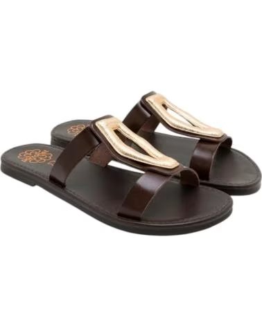 PORRONET PORRONET 3215 SANDAL WITH CENTRAL ORNAMENT MARRON