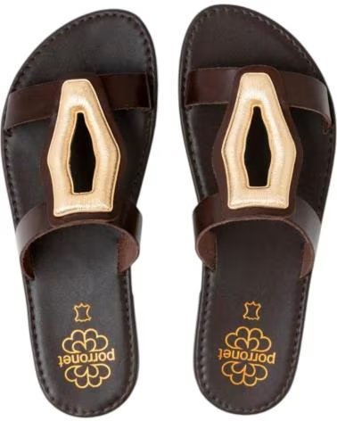 PORRONET PORRONET 3215 SANDAL WITH CENTRAL ORNAMENT MARRON