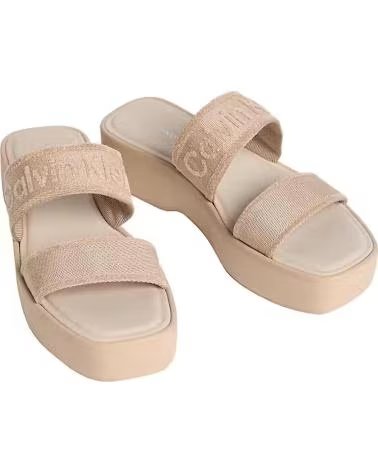 CALVIN KLEIN FLATFORM-SANDALEN WEBBING BEIGE
