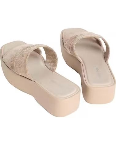 CALVIN KLEIN FLATFORM-SANDALEN WEBBING BEIGE