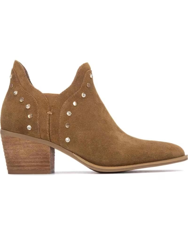 CARMELA STIEFELETTEN 163147 AUS WILDLEDER MIT NIETEN CAMEL
