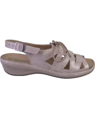 SUAVE SANDÁLIAS 3004 EM PELE COM AJUSTE POR ATACADORES BEIGE